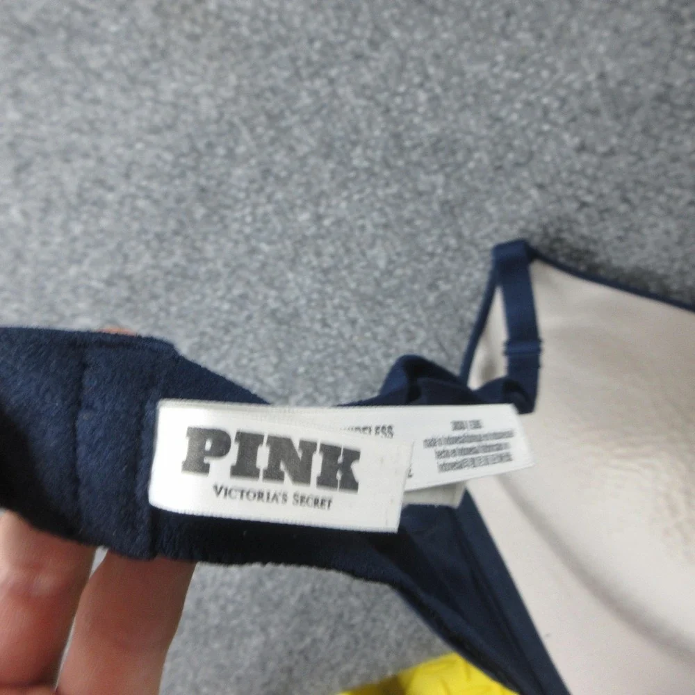 PINK Wear Everywhere Bra Womens 38DD Blue Wireless Lightly Lined Seamless Tee